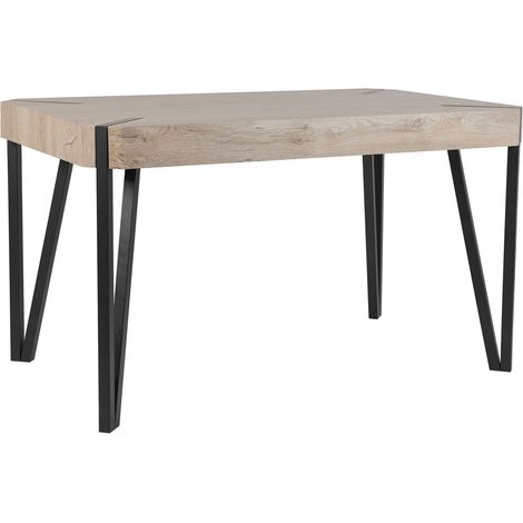 Mesa de comedor tapa de MDF color madera gris patas de metal negro 130 x 80 cm 4 plazas rectangular industrial Cambell