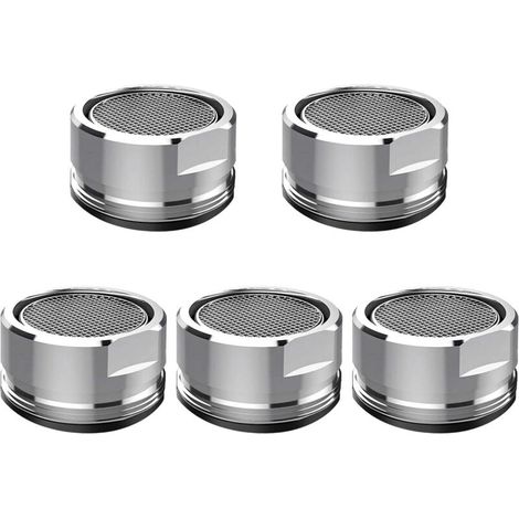 Lot de 5 aérateurs de robinet, filtre de robinet, pièce de rechange pour robinet, aérateur fileté en laiton de 24 mm avec joint d'étanchéité (1/5)