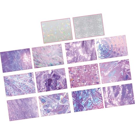 14 Stück holografische Folienaufkleber, ästhetisch, einfach anzubringen, aus PET, langlebig, für Fotoalben, Wasserflaschen, Geschenke, lila (1/5)