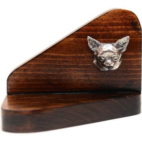 Chihuahua de pelo corto: candelabro de madera con perro, soporte para velas de té, recuerdo para perros de Art-Dog (1/5)
