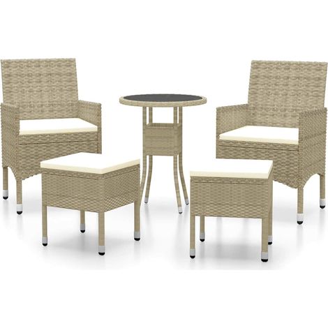 Maison Exclusive - 5-tlg. Garten-Lounge-Set Poly Rattan Beige (1/5)