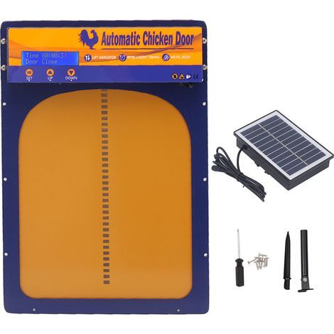 Chicken Coop Door Solar Metal Timing Models Time Setting Automatic Door for Home Farms Royal Blue (1/5)