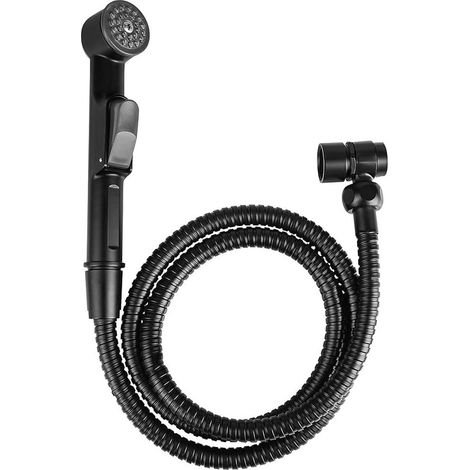 Cornat SA144 SA144-Set Doccia Mobile con doccetta e Tubo Flessibile, Facile da Cambiare, con Supporto a Parete, Colore: Nero Opaco (1/5)
