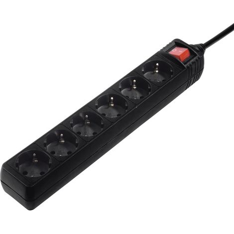 Multiprise 6 Prises, Interrupteur Lumineux, Cordon 3m, Noir (1/5)