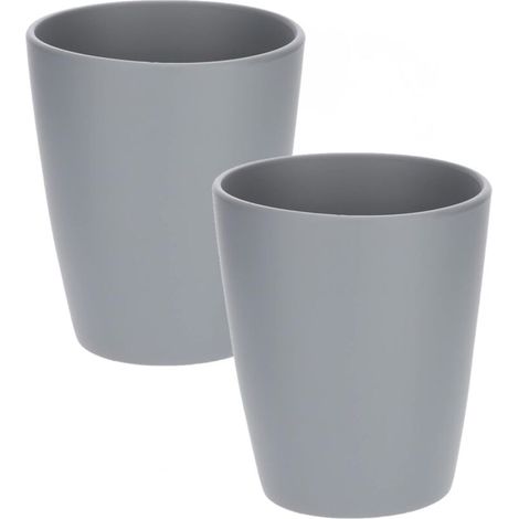 Lot de 2 pots de fleurs en céramique pour orchidées Hauteur 150 mm Diamètre 120 mm Gris mat (1/5)