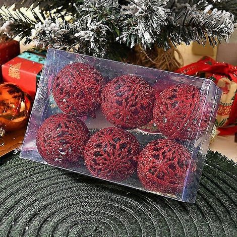 Boules de Noël dorées (6 pièces) - Décorations à suspendre pour sapin de Noël - 6 cm (1/2)