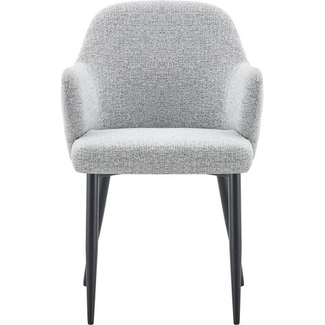 Set de 2 sillas de comedor de tela gris y PU negro 83 cm con patas de metal MODENUIT (1/5)