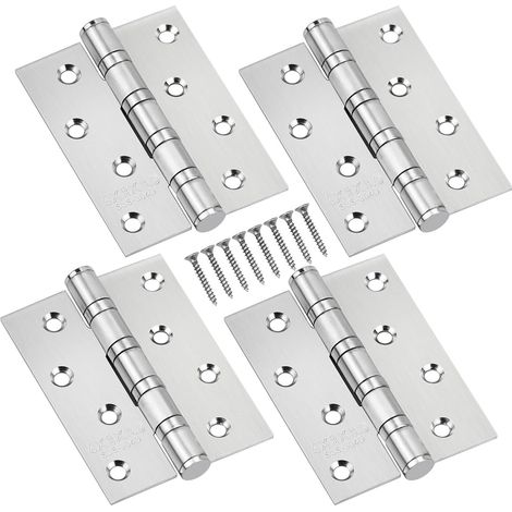 4 Pcs Charniere Inox Exterieur, Les Charnières D'armoire avec des Vis Conviennent pour Connecter des Portes en Bois, des Portes en Fer et des Meubles 75 x 100 mm, Argent (1/5)
