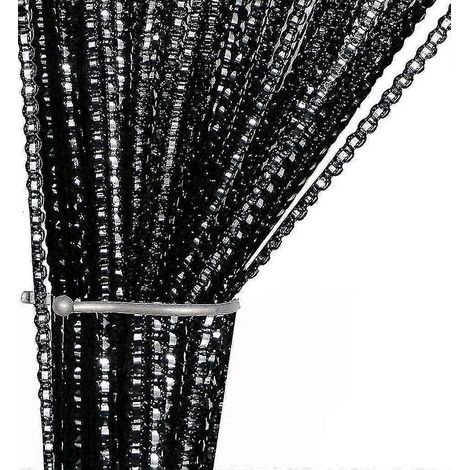 Verdunkelungsvorhang aus Schnur für Tür oder Fenster, Vorhangpaneel 39" x 78,5" (schwarz)