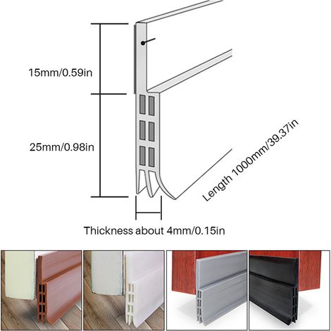 Cale-porte pour portes extérieures et intérieures, joint de bas de porte, coupe-froid insonorisé (1/5)