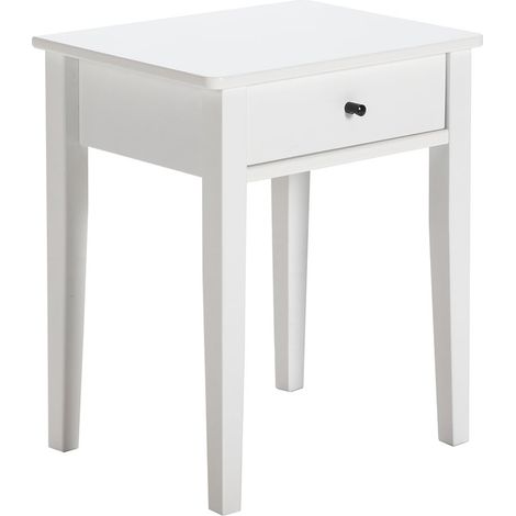 COLINA - Chevet 1 Tiroir MDF et Pin Coloris Blanc (1/4)