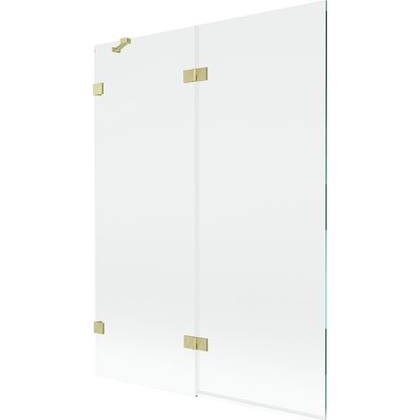 Mexen Lunar mampara de ducha de 2 hojas izquierda 130 x 150 cm, transparente, dorado cepillado - 897-130-100-55-00-L (1/5)