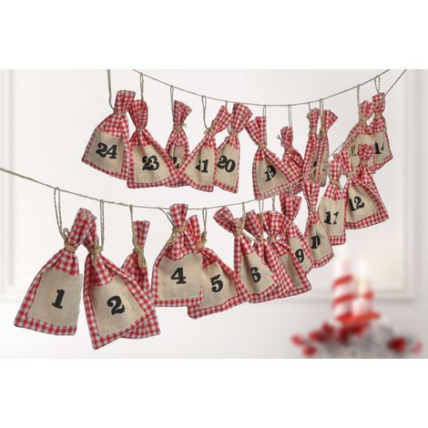 DIY Adventskalender - mit 24 Stoffsäckchen - Adventskette zum selbst Befüllen