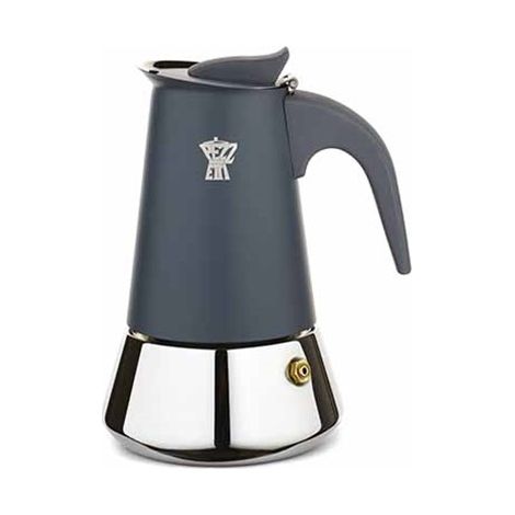 Cafetiere italienne - PEZZETTI - STEELEXPRESS - Acier inoxydable - 6 tasses - Tous feux dont induction - Bleu Indigo