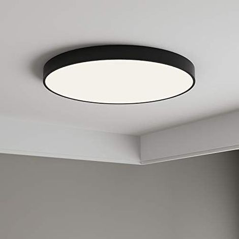 Plafonnier LED(Noir), Blanc Neutre, Plafonnier Noir, Plafonnier UltraMince pour Salon, Chambre, Couloir, Cuisine, Couloir, Entrée (1/5)