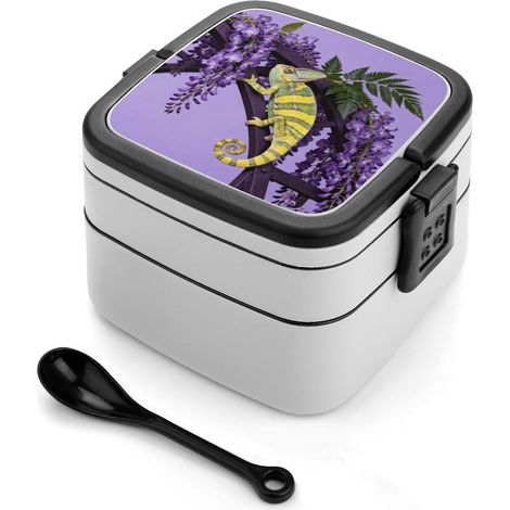 Boîte à bento empilable pour adultes, motif caméléon, couleur (1/5)