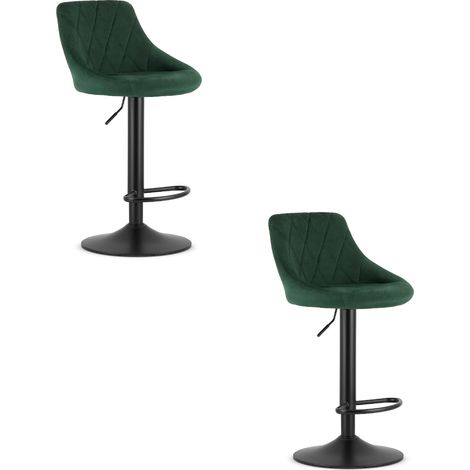 Sgabello KAST - velluto verde / base nera x 2 (1/5)
