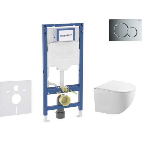 Geberit Duofix - Conjunto de módulo de instalación empotrada, inodoro Gaia y asiento softclose, pulsador de descarga Sigma01, cromo brillante SANI11CA1126B (1/5)