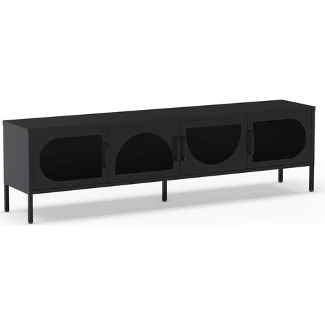 Mueble televisión modelo Toledo 4 puertas acabado metal negro, 180cm(ancho) 50cm(alto) 35cm (largo) (1/5)
