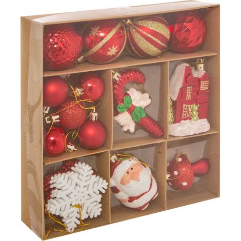 Set di 20 decorazioni per l'albero di natale in stile tradizionale, rosse e bianche - Feeric lights & christmas (1/5)