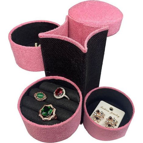 Dreilagige Schmuckschatulle aus rosa Samt (1/5)