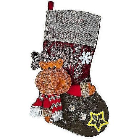 Grande chaussette de Noël imprimée, chaussette de Noël décorative, décorations pour sapin de Noël