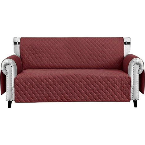 Housse de Canapé Fauteuil Imperméable Poches latérales Antitache Antidérapant Bordeaux - 2 places