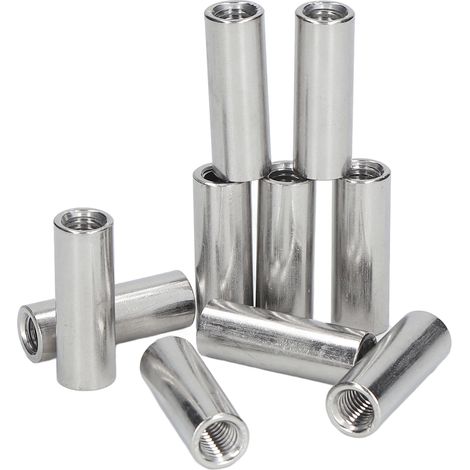 10-teiliges Set aus runden Überwurfmuttern, M8x1,25 Innengewinde-Stangenverbinder, Edelstahl 304, 35 mm Länge, 12 mm Durchmesser, Hochleistungsschrauben. (1/5)