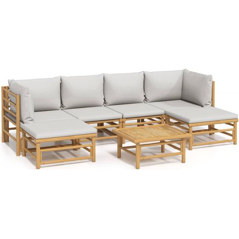 Maison Exclusive - 7-tlg. Garten-Lounge-Set mit Hellgrauen Kissen