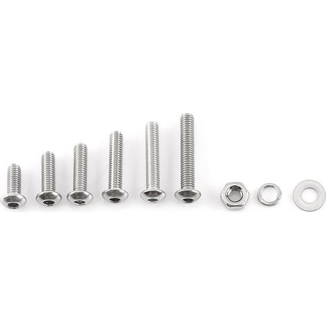 Vis six pans M3 inox 304 - Kit écrous rondelles tête bouton, étanche (1/5)