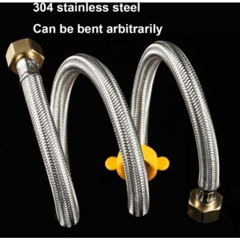 Flexible Acier Inoxydable Tressé - G 1/2" x G 1/2" - Pour Robinets Toilettes Éviers - Longueur 150 cm - Lot de 2 (1/5)