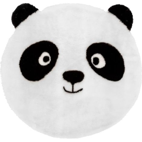Tapis Enfant Rond "Panda" 100cm Blanc & Noir (1/3)