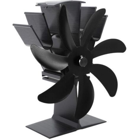Ventilateur thermoélectrique à 7 pales pour poêle à bois, en alliage d'aluminium (noir) (1/5)