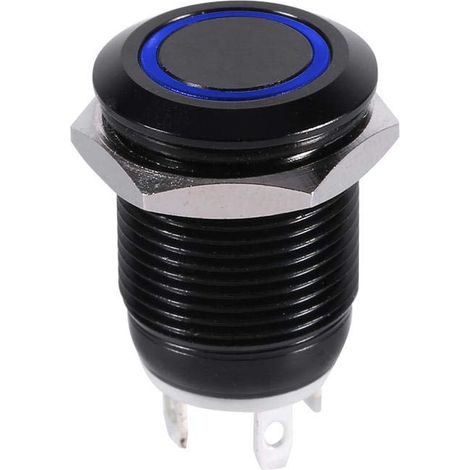 Bouton Poussoir Momentané Interrupteur à Bouton-Poussoir LED 12mm Interrupteur d'Alimentation Commutateur à Verrouillage de Puissance de la Voiture Etanche(Bleu) (1/5)