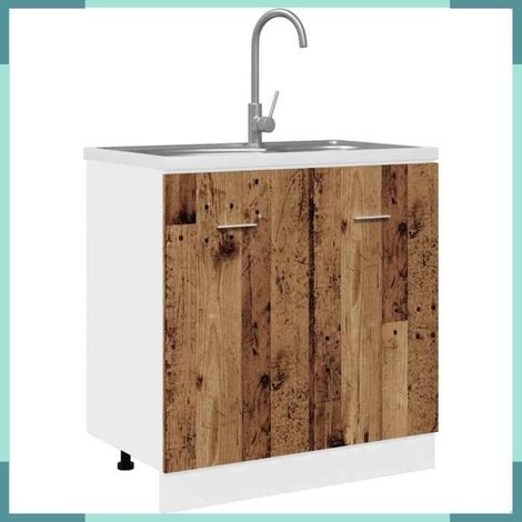 856077 Meuble sous-évier 'Lyon' Bois ancien 80 x 46 x 81,5 cm Bois d'ingénierie (1/5)