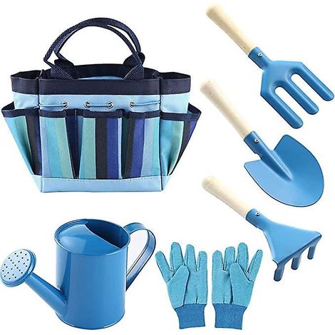 outils De Jardin Enfants De Jardinage Pour Enfants Set Doutils De Jardin Outillage De Jardin Avec Sac Et Outils Pour Enfants Set De 6 (bleu) (1/5)
