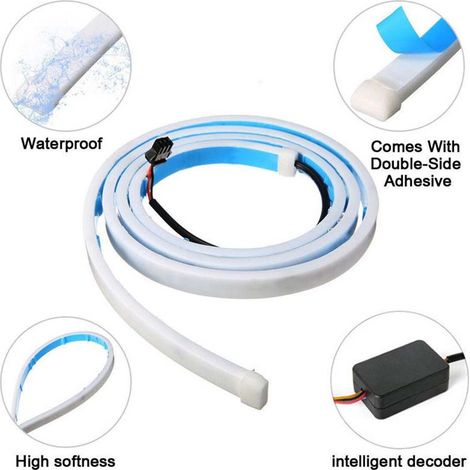 Bandeau LED 12V Type Flow pour Feu de Signalisation Coffre de Voiture, Barre Lumineuse de Hayon, Clignotants, 2 Pièces, Rouge (1/4)