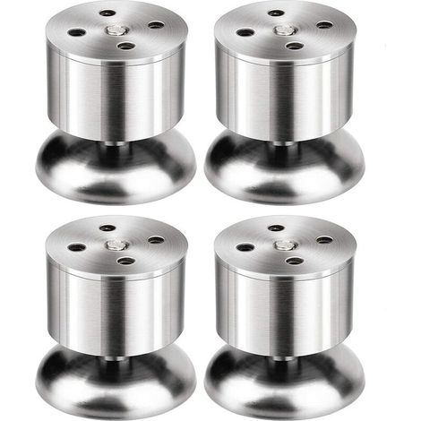 Lot de 4 Pieds - 6cm de Meuble Réglable Pieds de Table en Acier Inoxydable avec Tapis en Caoutchouc et Vis (1/5)