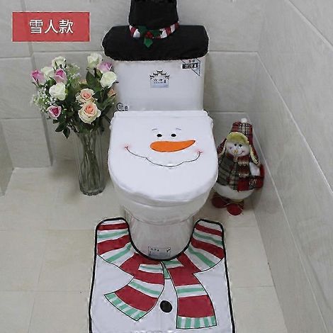Ensemble de 3 pièces/siège de décoration de Noël pour toilettes et salle de bain - Fournitures de décoration de Noël (1/2)