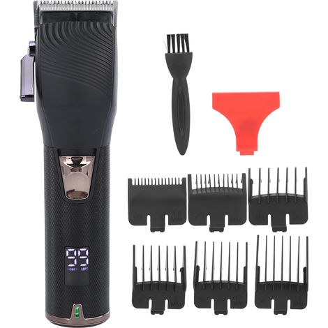 Tondeuse à cheveux rechargeable avec affichage numérique pour hommes, usage professionnel, noire (1/5)