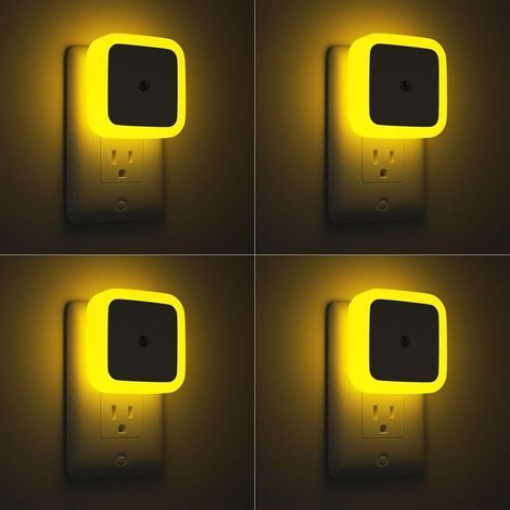 Nachtlichter - Set mit 4 Wand-Nachtlichtern - Gelbe Stecker-Nachtlichter - Geeignet für Schlafzimmer, Badezimmer und Flure (1/5)