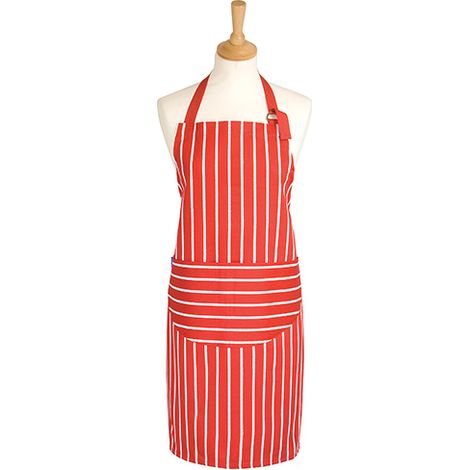 Dexam Rushbrookes Classic Butchers Stripe Adult Apron Red