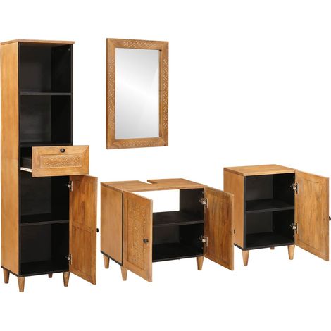 Maison Exclusive - Badezimmermöbel-Set mit Schubladen 4 pcs Braun