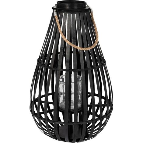 Lanterne Déco en Bambou "Goutte" 70cm Noir