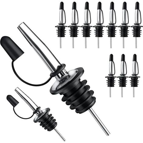 Lot de 12 becs verseurs pour alcool avec capuchon anti-poussière - verseur pour bouteille de vin, huile d'olive (1/5)