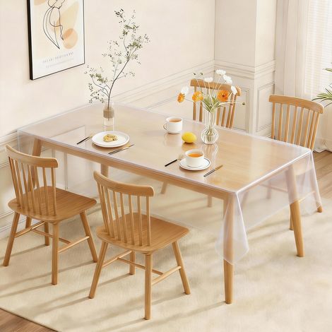 140 x 220 cm Nappe Transparente Épaisse 0.13 mm, Rectangulaire Protection en PVC Table Lavable, Film de Protection Transparent Imperméable, pour Cuisine Maison Pique Nique Extérieur (1/5)