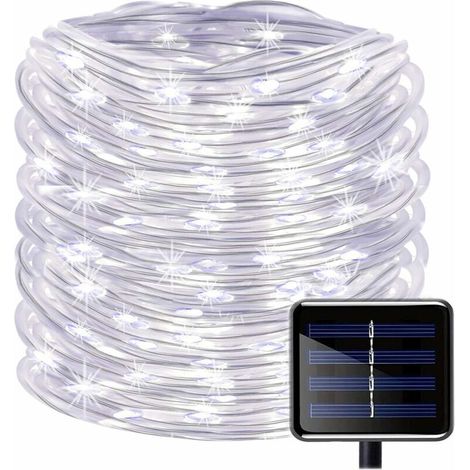 100LED Ruban Lumineux Solaire Lampes de Corde,étanche 39ft/12M Fil de Cuivre Extérieur Tube Rope Guirlande Lumineuse pour Noël Jardin cour Chemin Clôture Arbre Backyard(Blanc) (1/5)