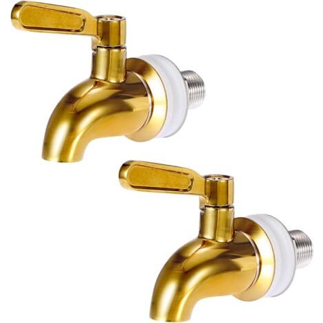 Ersatzhahn für Getränkespender, Edelstahlhahn für Wasserspender, 16 mm (5/8") Öffnung, goldfarben – 2er-Pack (1/5)