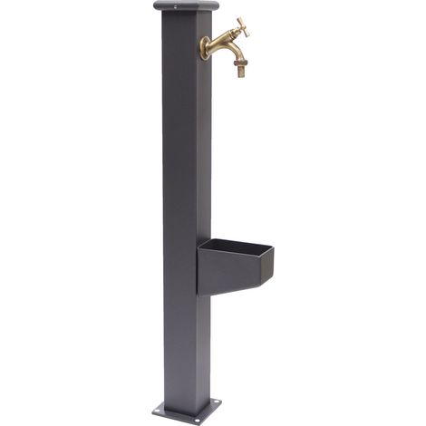 Fontaine colonne Itaca en acier et fonte robinet de jardin en laiton bruni
