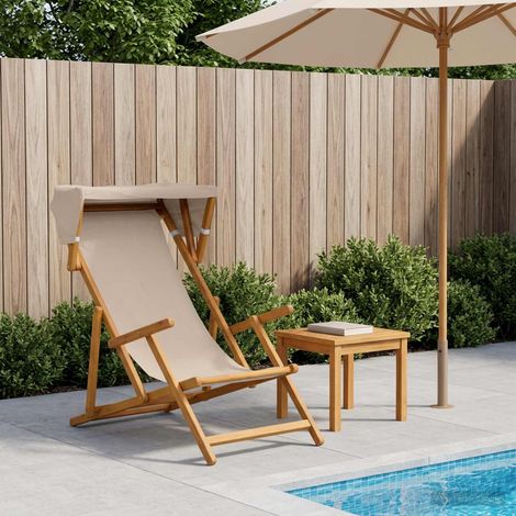 vidaXL Silla de terraza 3 Posición Madera de Eucalipto Maciza Beige (1/5)